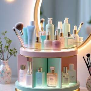 ชั้นวางเครื่องสำอางทรงกลม
